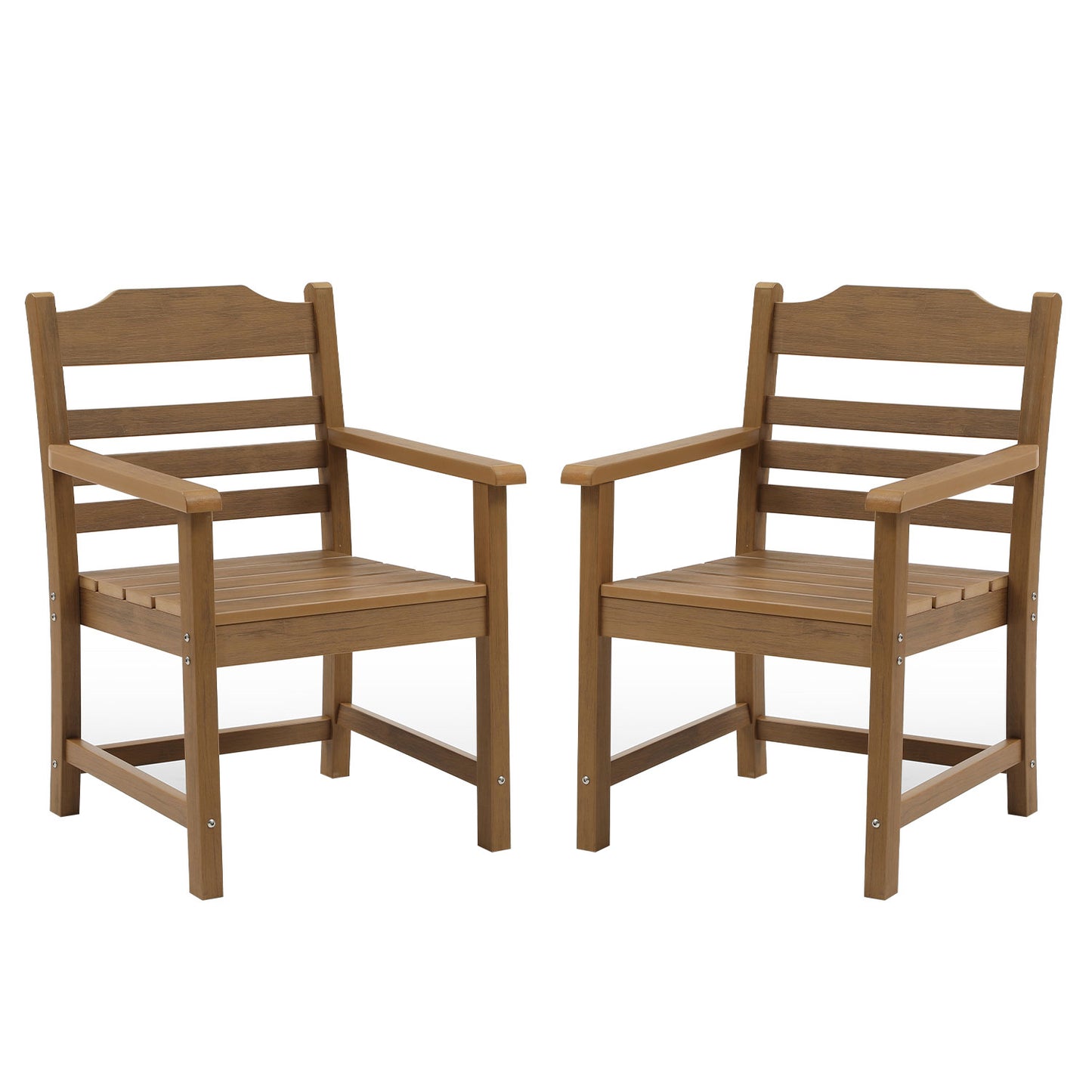 Patio Dining Chairs Set of 2 - Light Teak, Weather Resistant