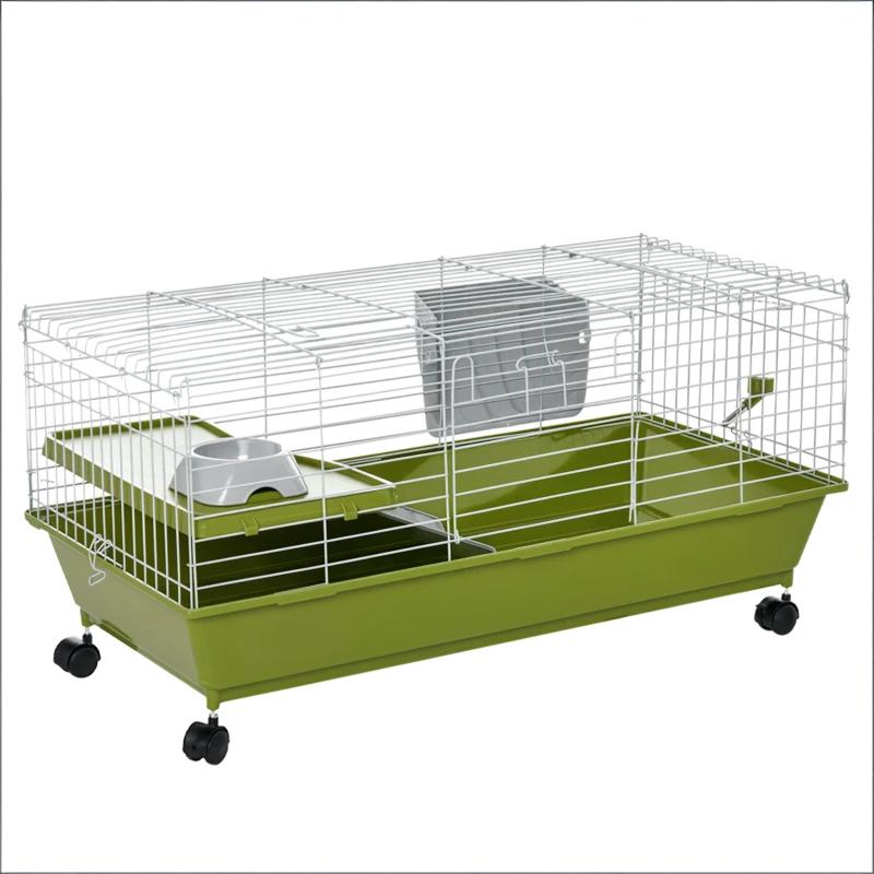 Small Animal Cage with Wheels - Green Pet Play House
