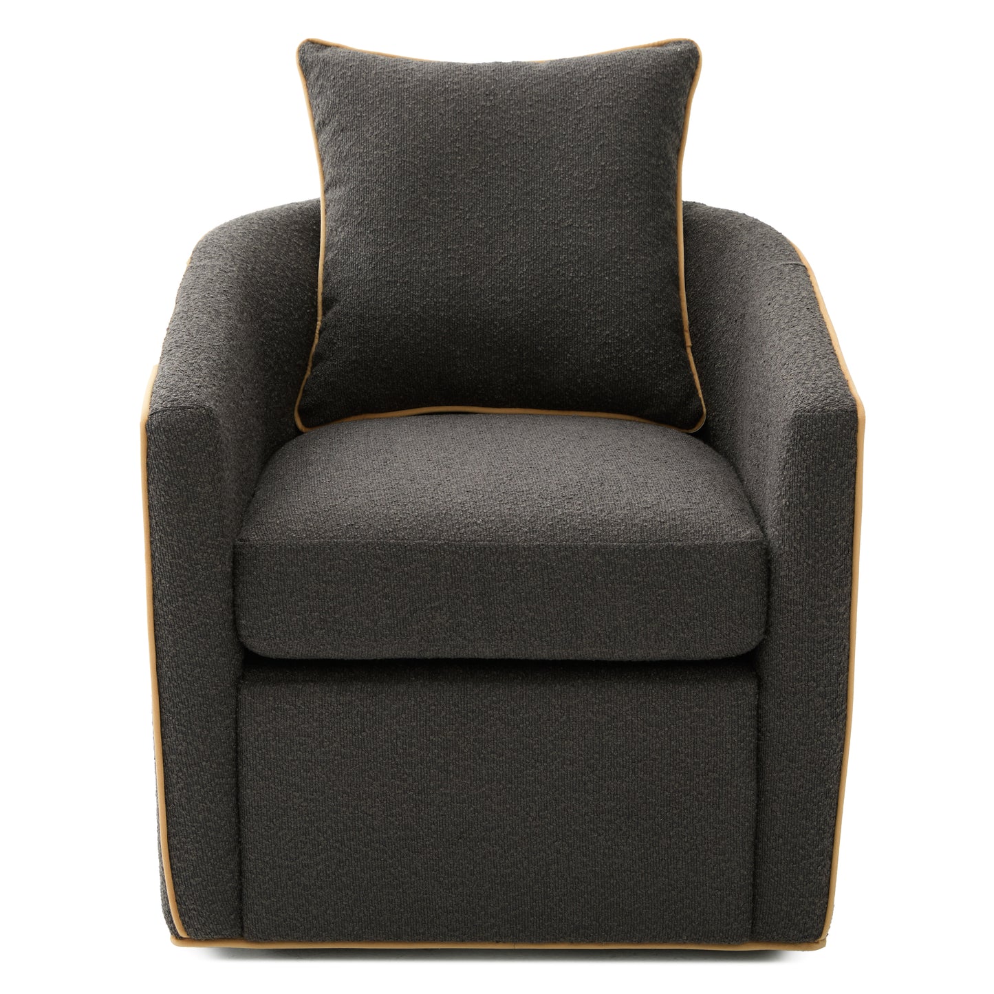 Swivel Accent Chair - Upholstered Barrel Club Chair in Dark Grey