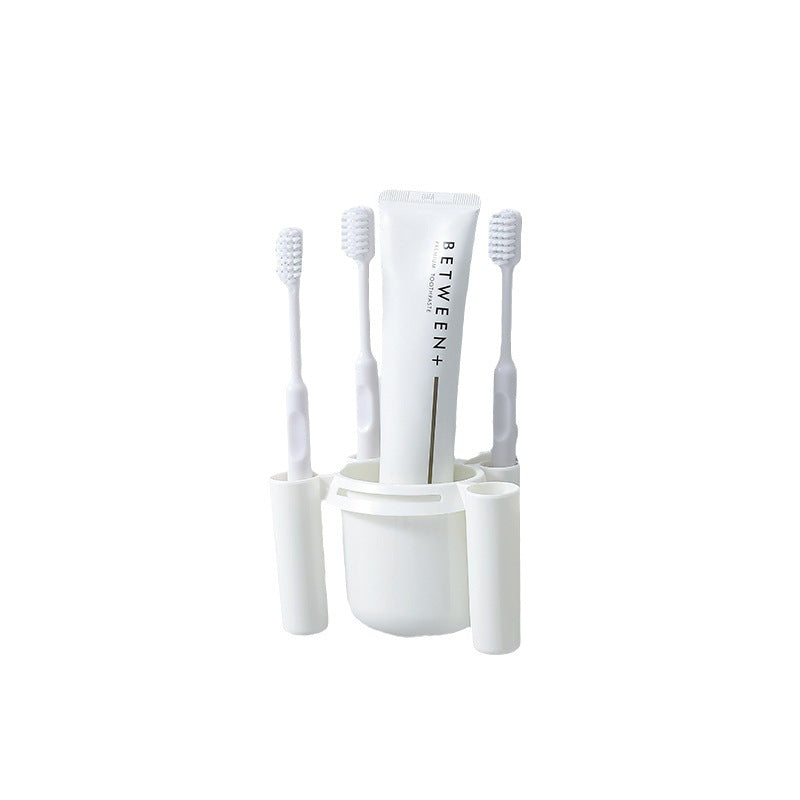 Wall-Mounted Bathroom Toothbrush Holder Punch-Free Plastic Storage Rack
