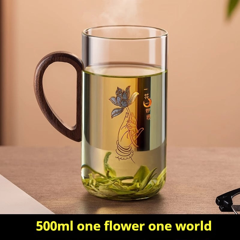 Heat-Resistant Green Tea Cup Large Capacity Water Mug Borosilicate Glass