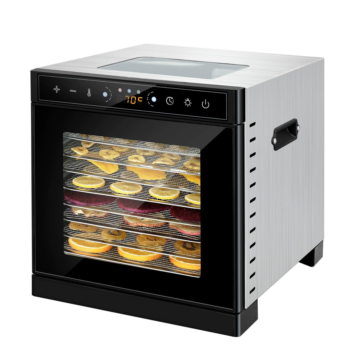 Food Dehydrator With Viewing Window, 8 Stainless Steel Trays Dryer,