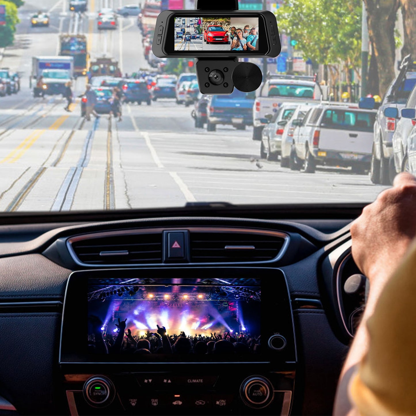 1080P FHD 3-Channel WiFi Dash Cam with Night Vision & Motion Detection