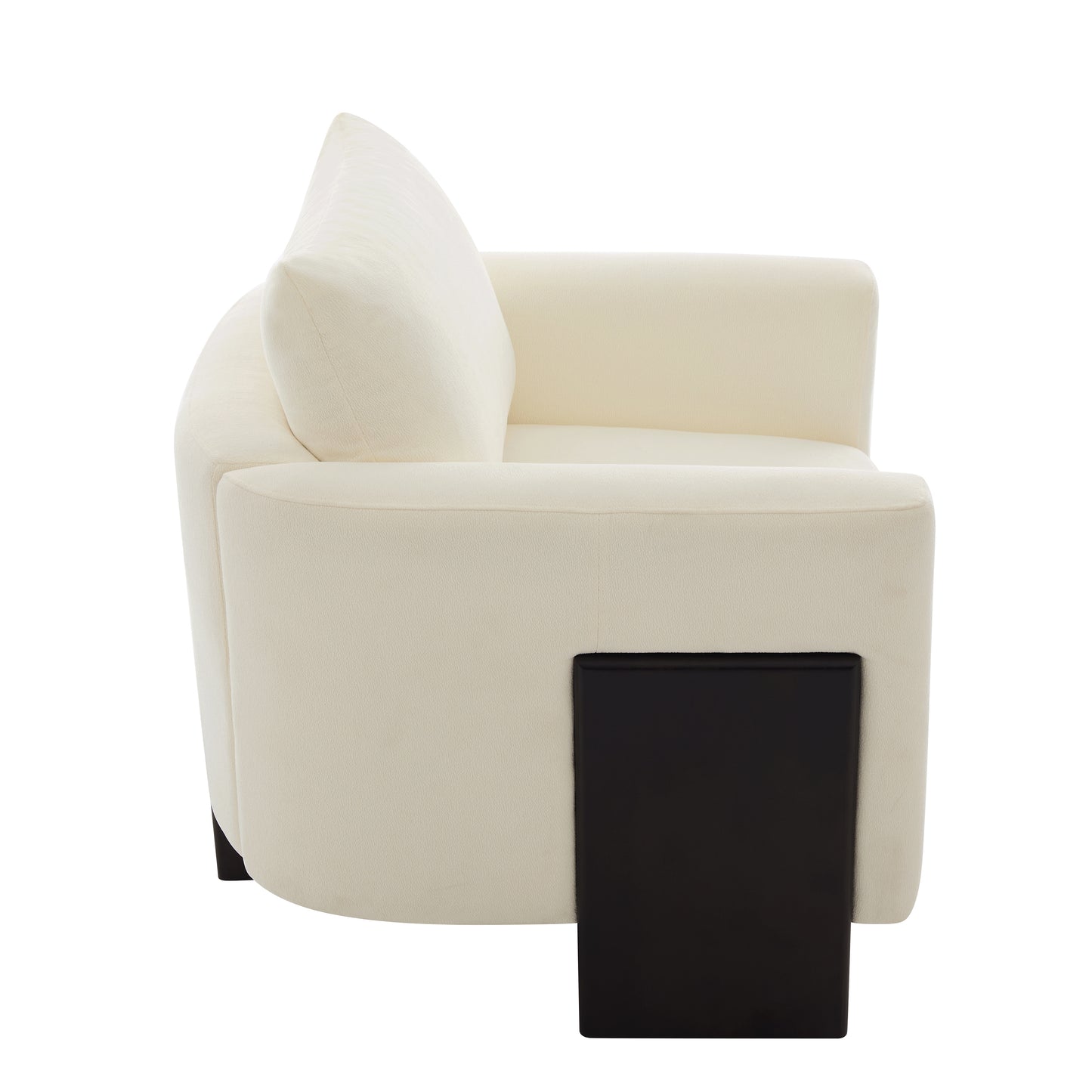 Beige Modern Accent Chair - Stylish Club Armchair with Rubberwood Legs