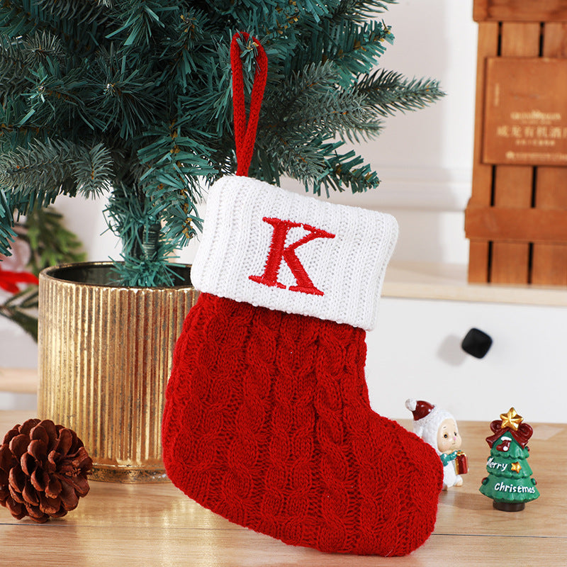 Christmas Stockings Decorative Wool Knitted Socks - Creative Tree Pendant