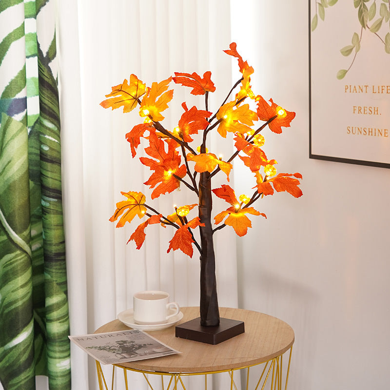 LED Thanksgiving Maple Leaf Pumpkin Scene Decorative String Lights