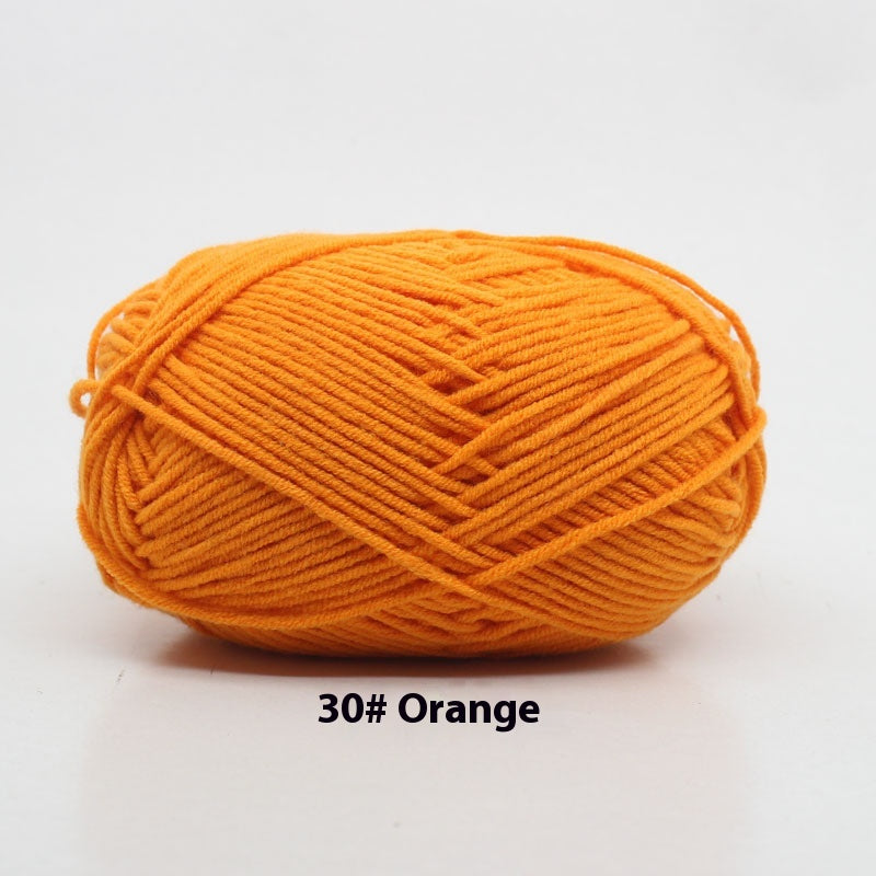 Four-Strand Milk Cotton Crochet Yarn Balls for Craft Projects - Multiple Colors