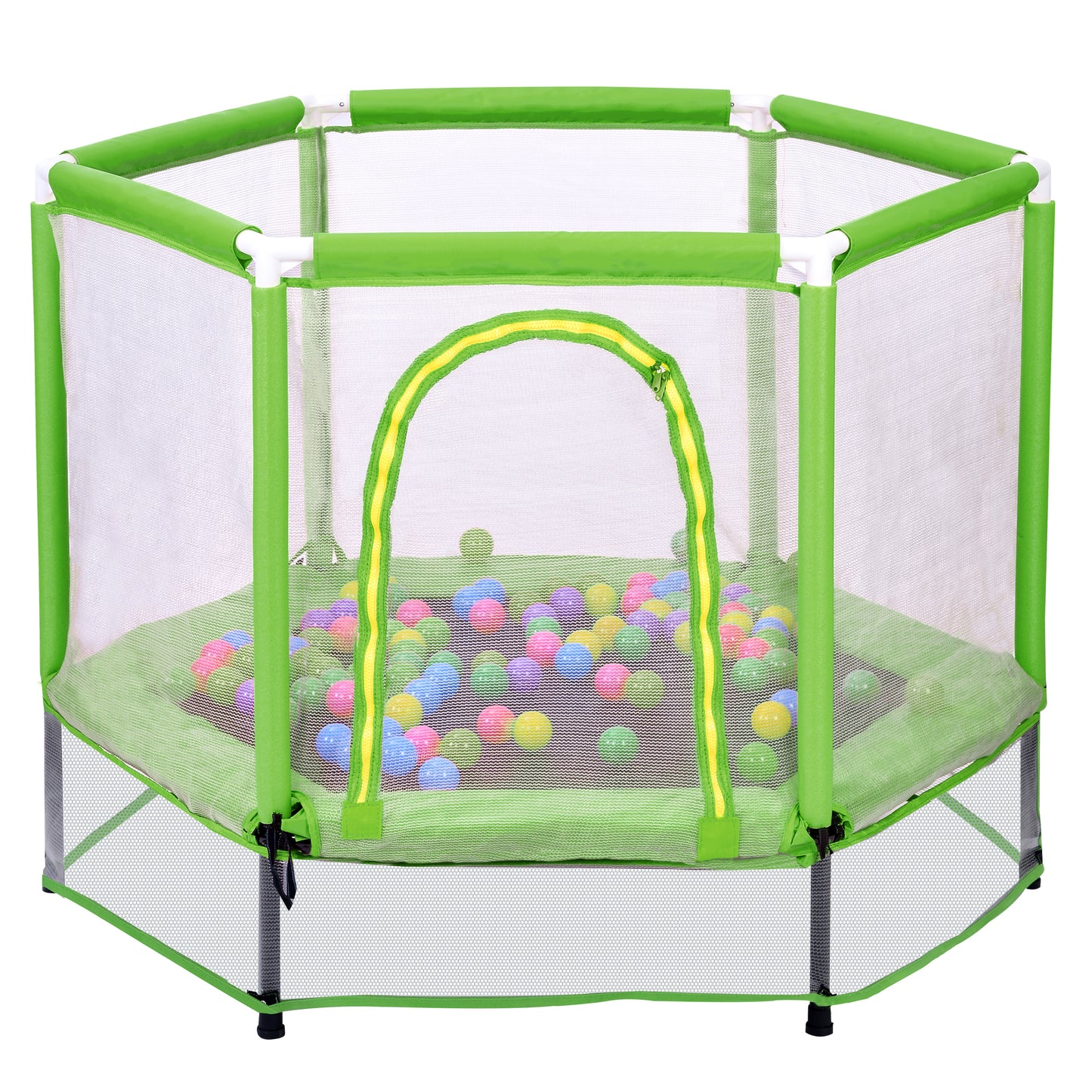 55 Toddlers Trampoline With Safety Enclosure Net And Balls, Indoor