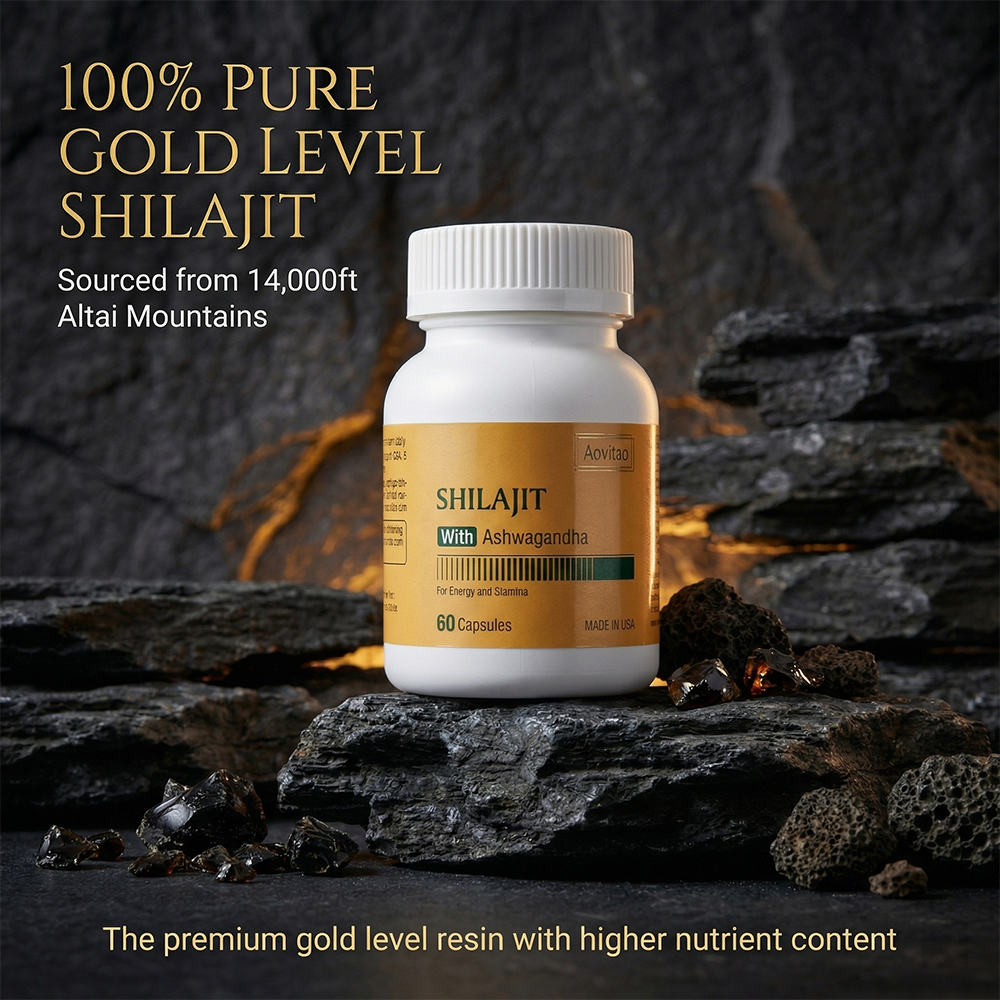 Shilajit Extract 550mg with Ashwagandha Capsules - 60 Count