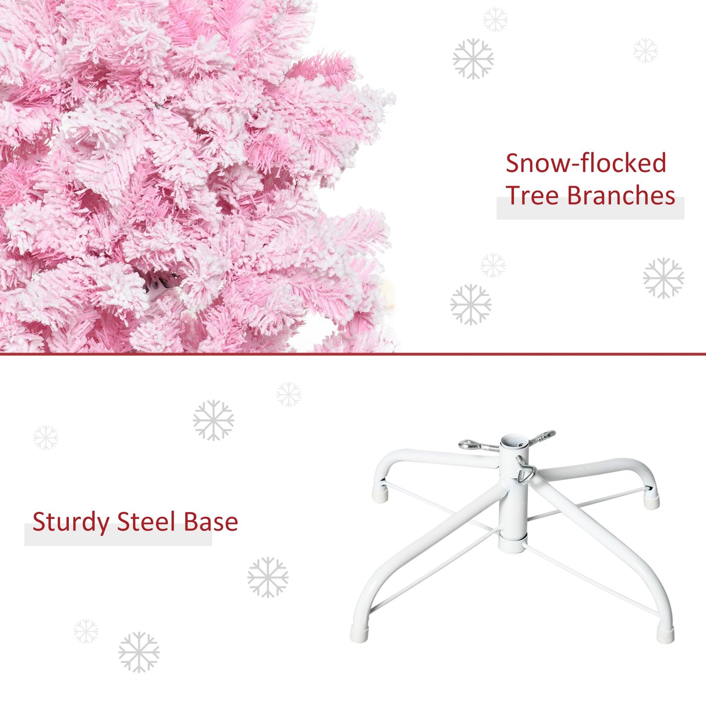 5 FT Pink Snow Flocked Artificial Christmas Tree - Auto Open