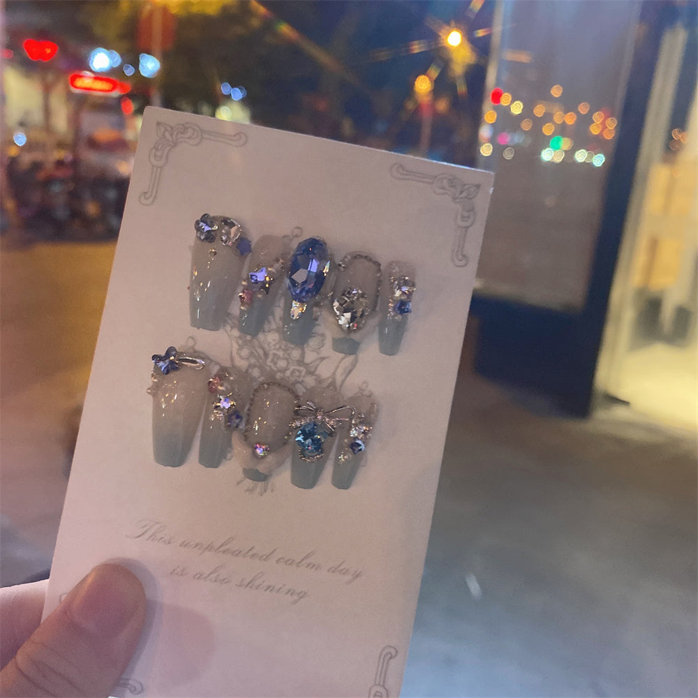 Sea Blue Dove Egg False Nail Stickers