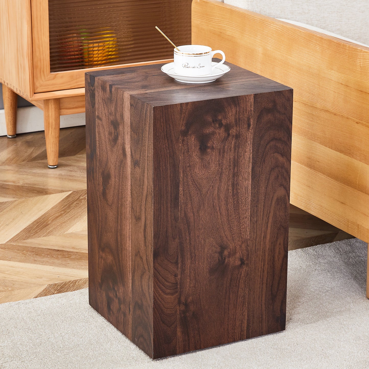 12x12x20 Inch Walnut Wood Grain MDF Coffee Table - Luxurious Design,