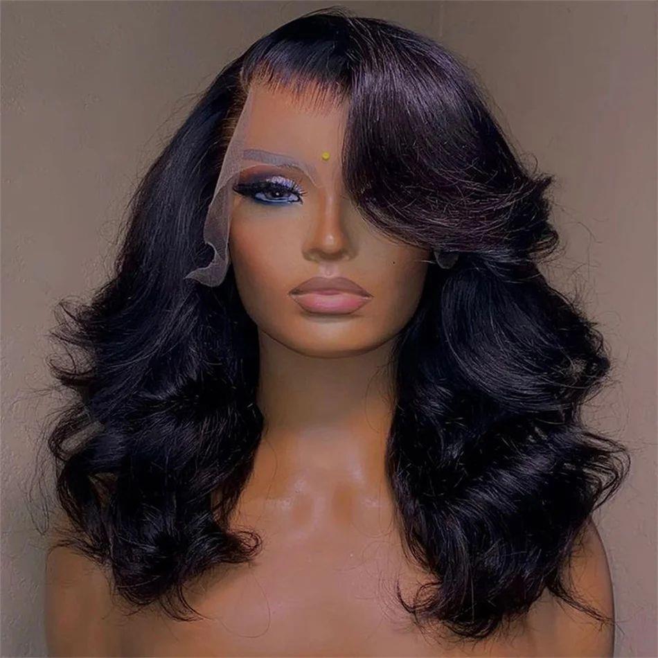 Women's Solid Color Transparent Lace Forehead Wig - Black, Medium & Long Length
