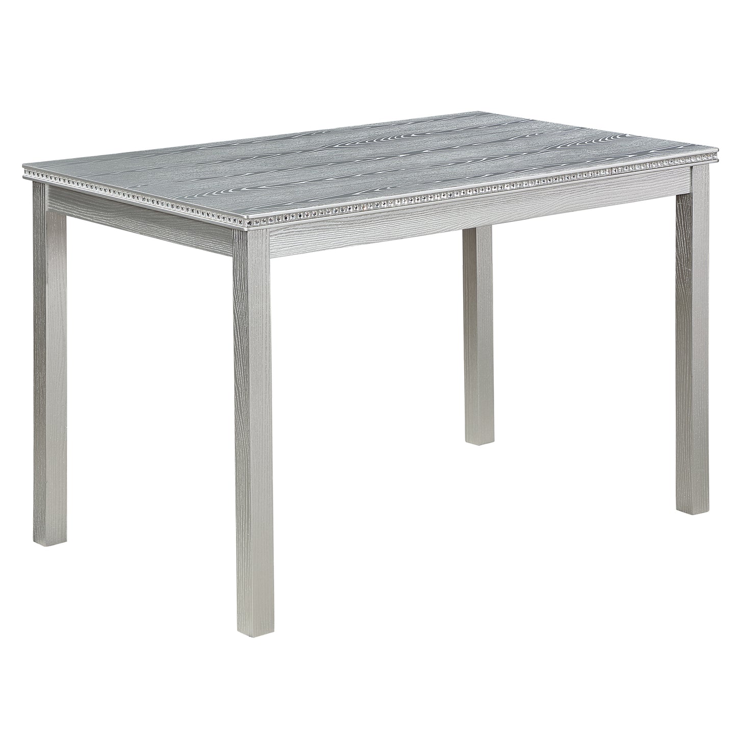 5-Piece Wooden Dining Table Set with Upholstered Chairs - Silver Grey