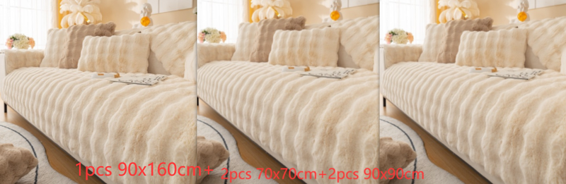Thickened Rabbit Plush Sofa Cushion Set for Comfortable Home Decor