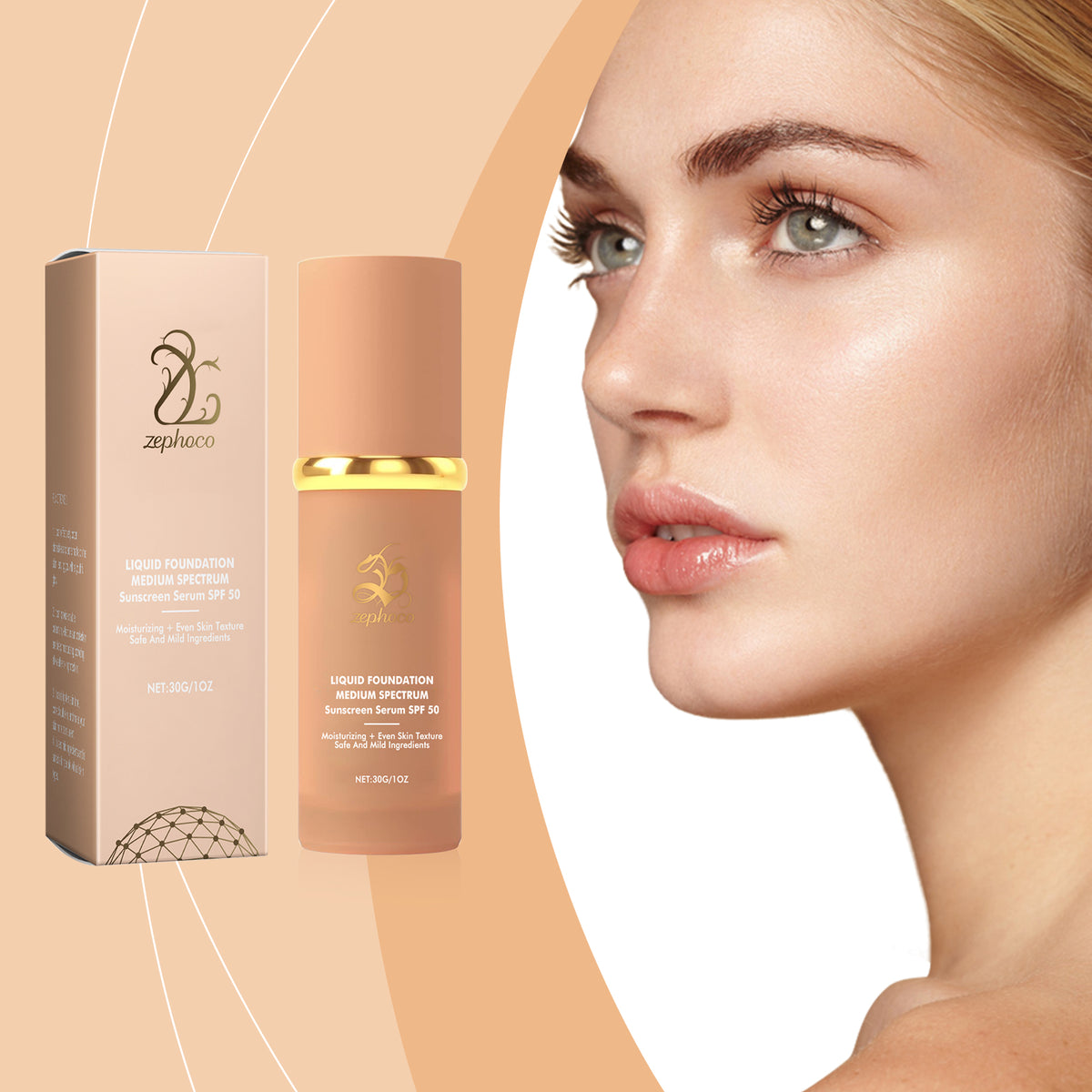 Moisturizing Sunscreen Foundation - 30g Face SPF Makeup