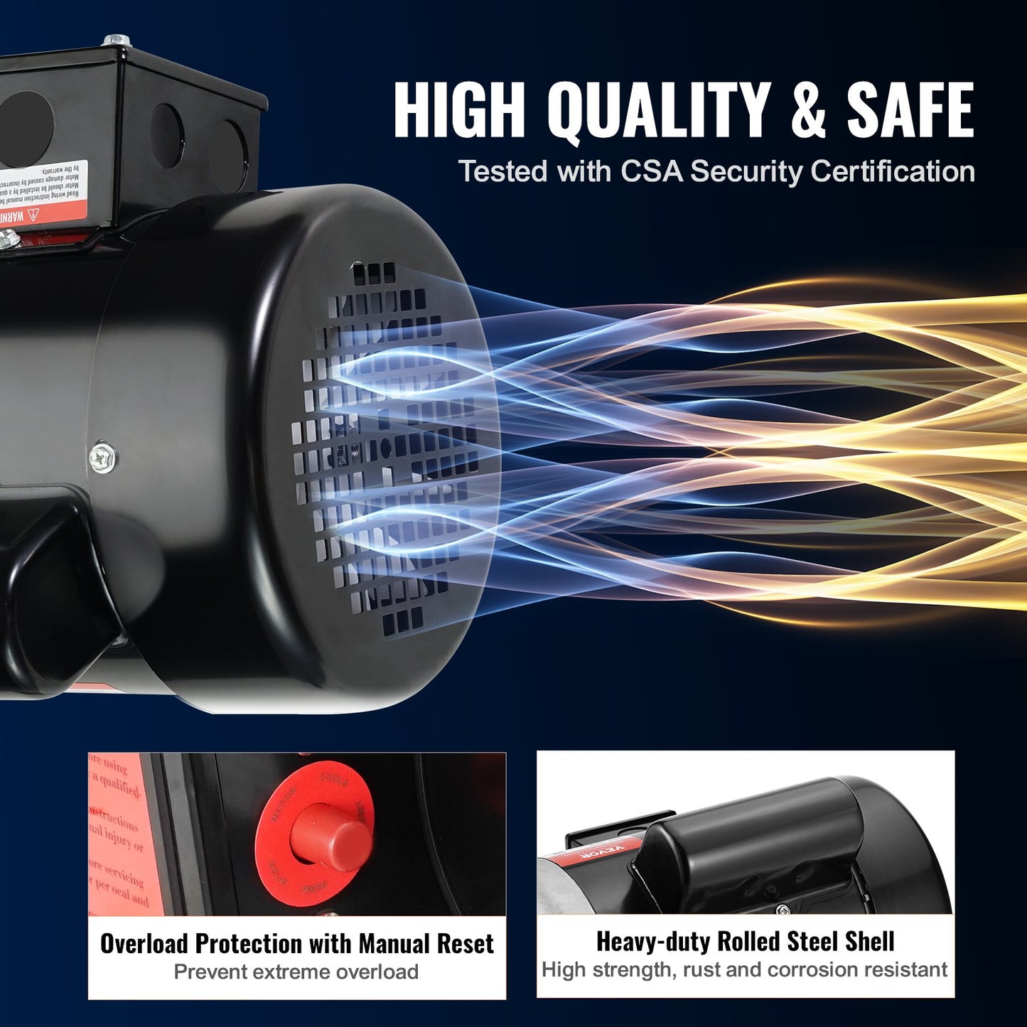 0.75HP Single Phase Electric Motor for Air Compressors - Reversible 1725rpm, 56 Frame, 5/8" Shaft