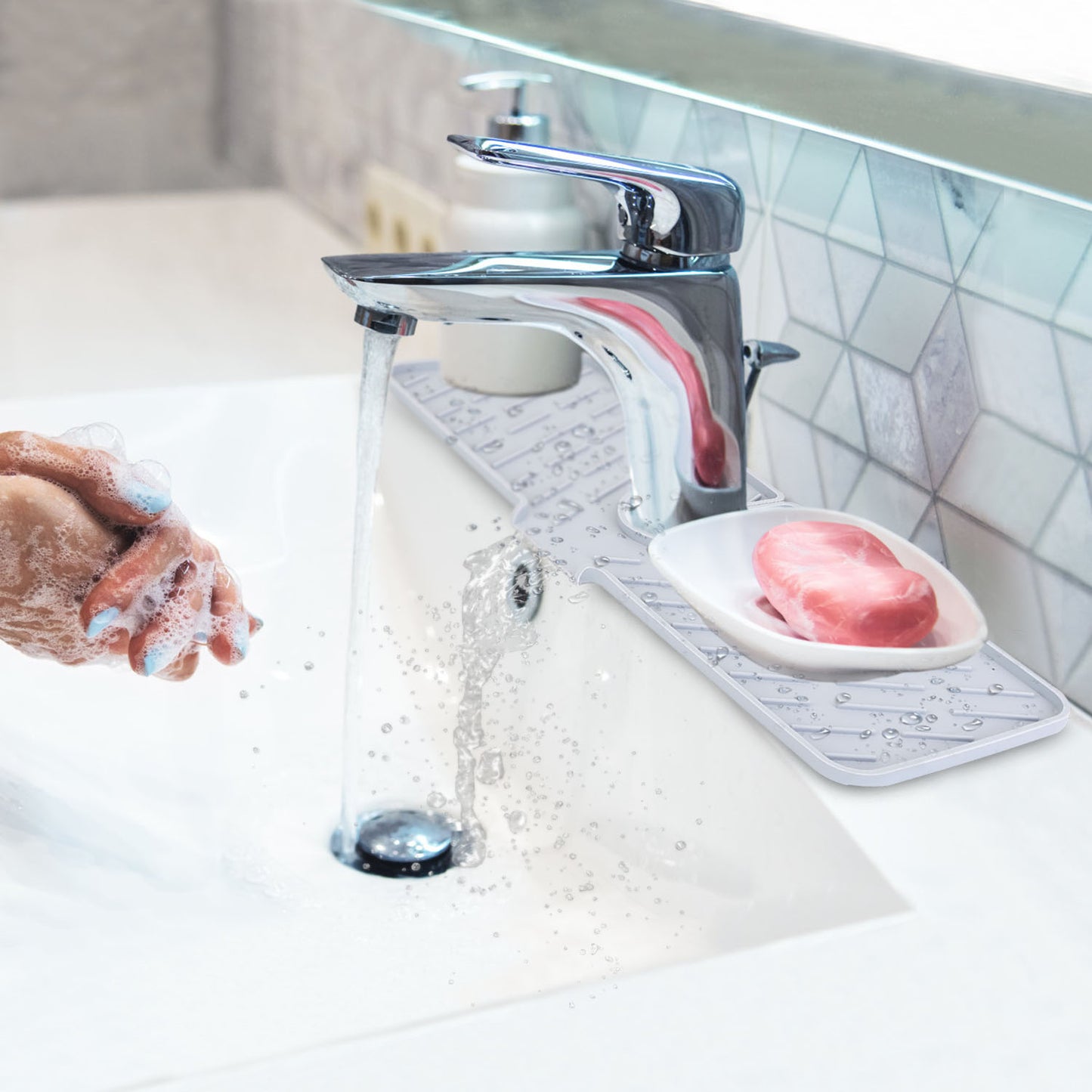 Silicone Faucet Mat - Kitchen Sink Splash Guard & Drip Catcher