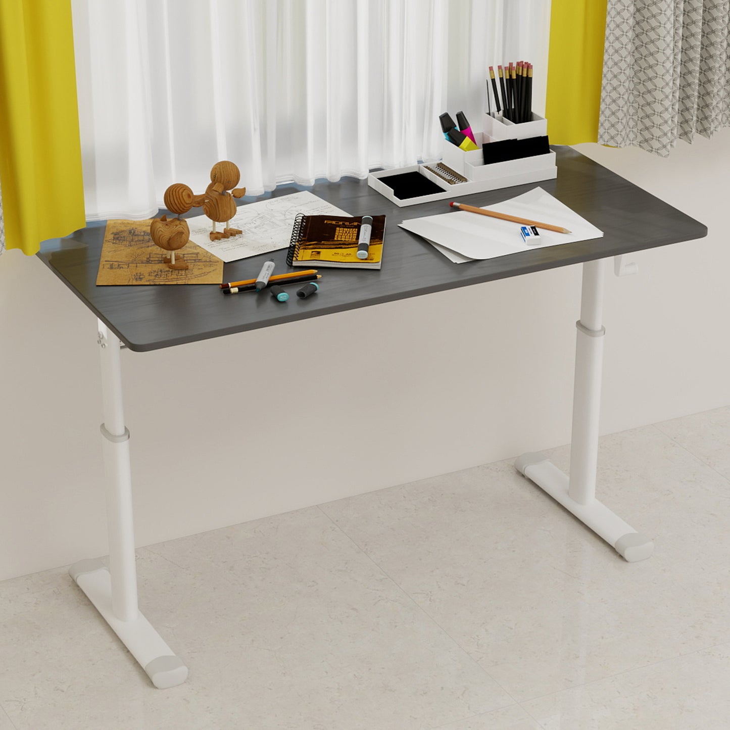 Height Adjustable Study Desk for Home Office - Grey