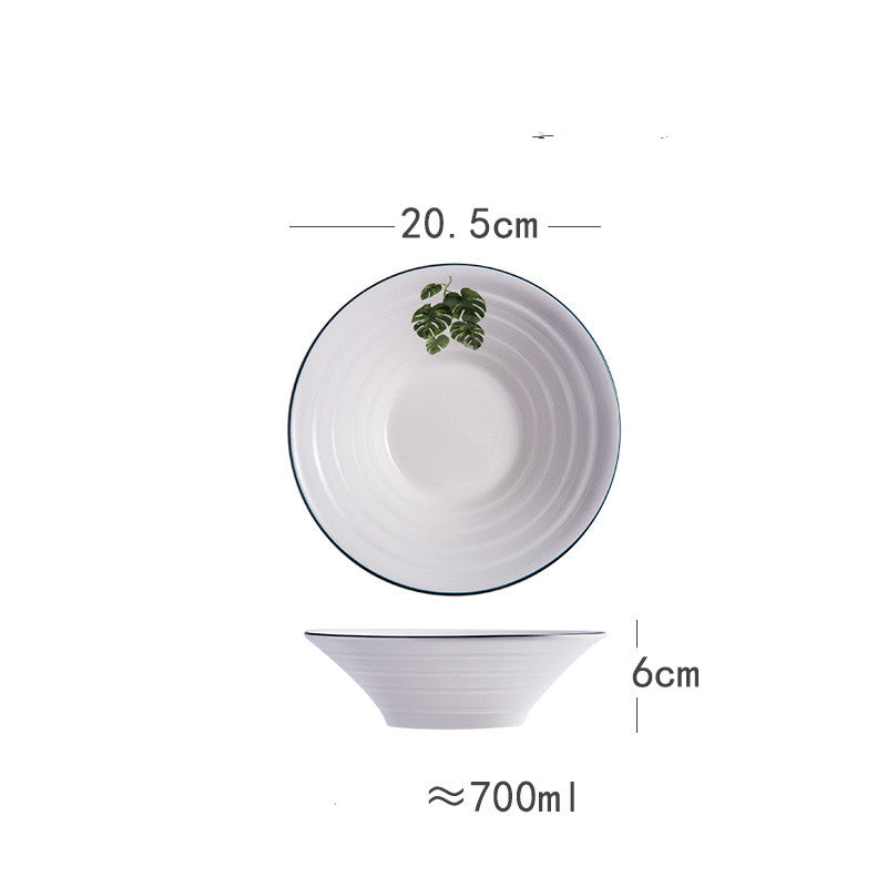Japanese-Style Ceramic Noodle Soup Bowl with Trumpet Hat Design - 8 Inches