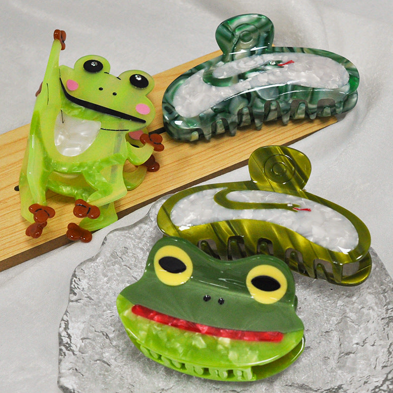 Cute Frog Hair Clip with Snake Claw Design - Colorful Hair Accessory