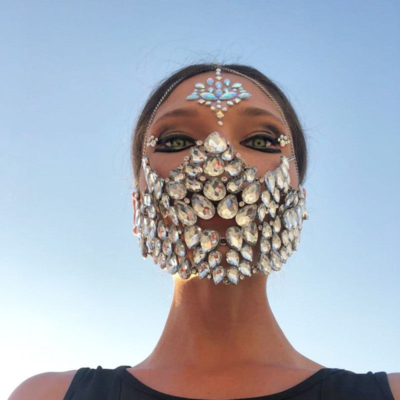 Rhinestone Masquerade Mask - White