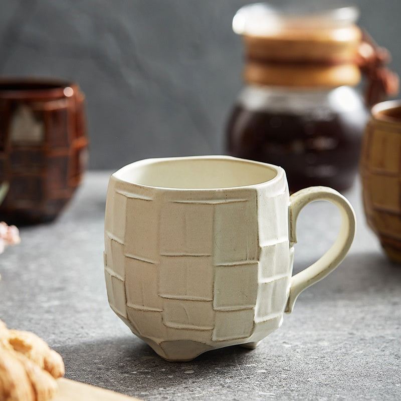 Retro Style Large Coffee Cup - 420ml Milk Breakfast Mug in White or Yellow