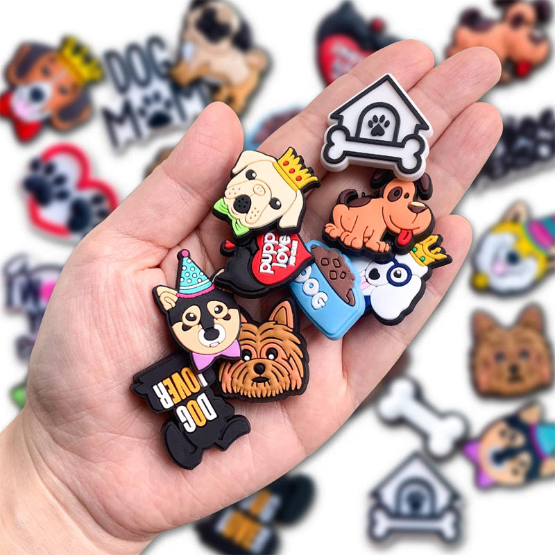 25pcs Dog-Themed Shoe Charms - Cute Cartoon Animal Decorations