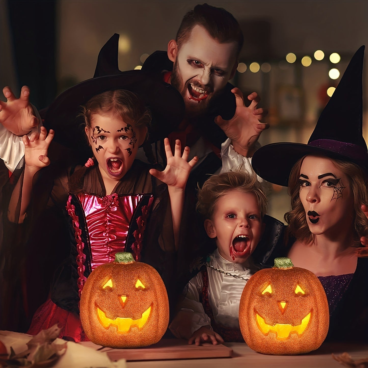 Halloween Orange Pumpkin Lantern LED Battery-Powered Decoration
