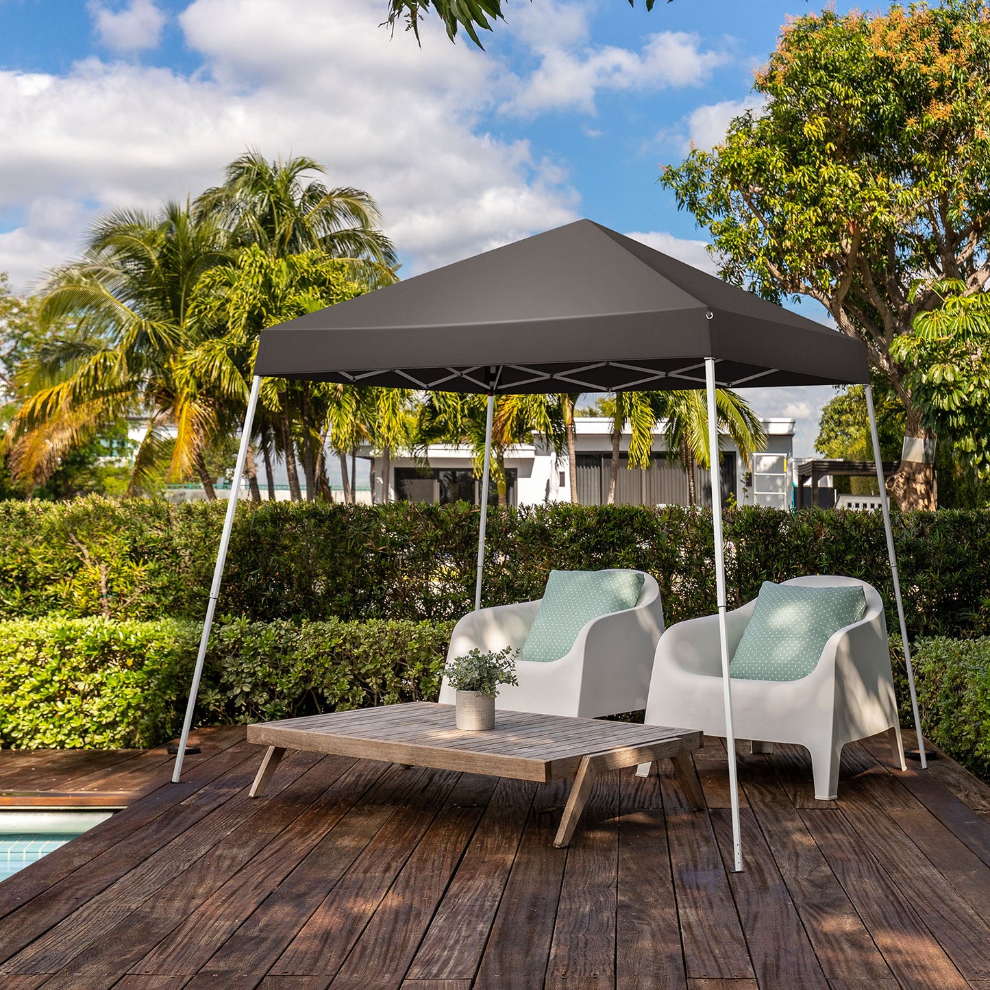 Portable Dark Gray Folding Canopy Gazebo - UV Resistant & Waterproof
