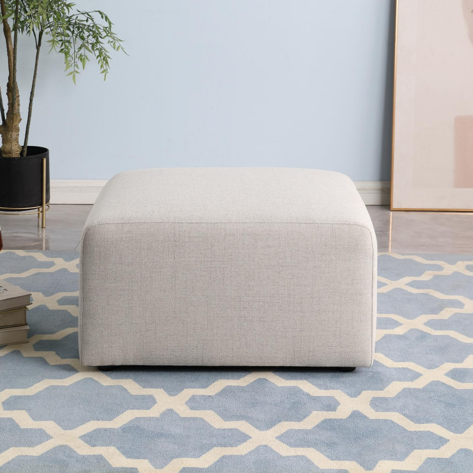 Beige Ottoman Storage Box - Chenille Upholstery