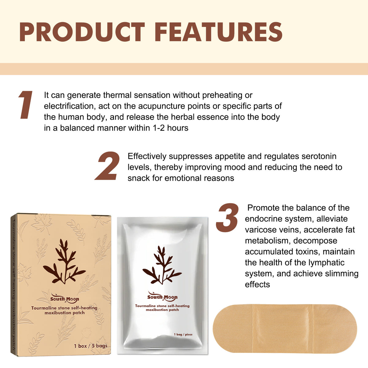 Self-Heating Moxibustion Plaster for Soreness Relief - 5 Bags