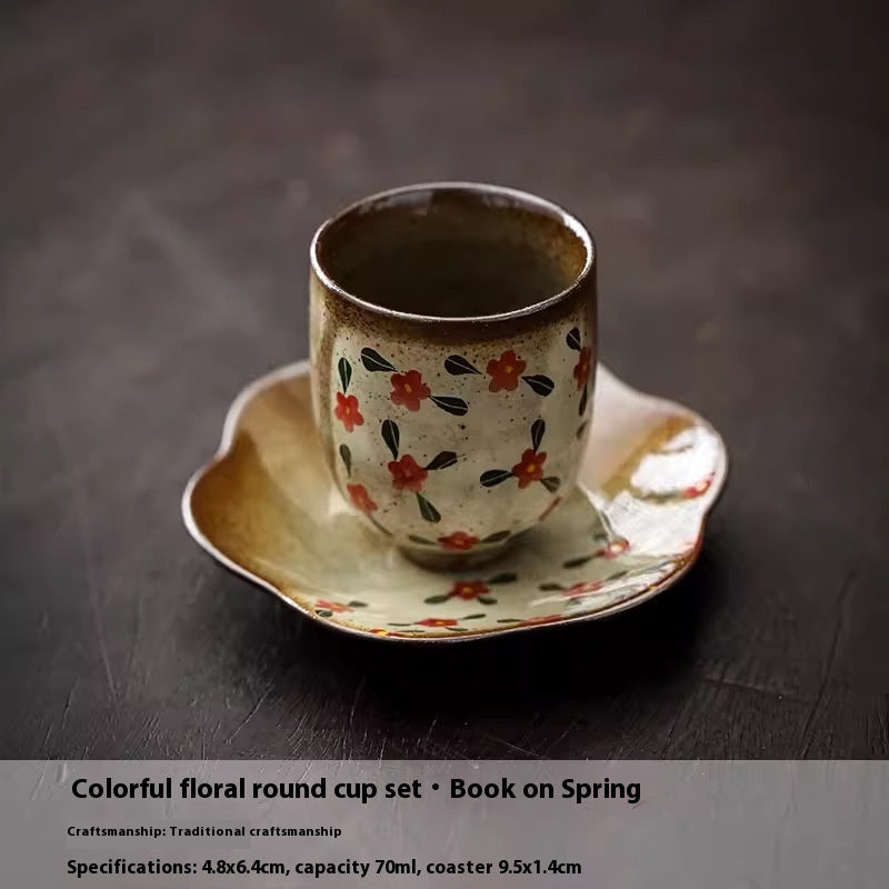 Small Floral Hand-Painted Ceramic Cup Set - Chinese Teaware, 50ml