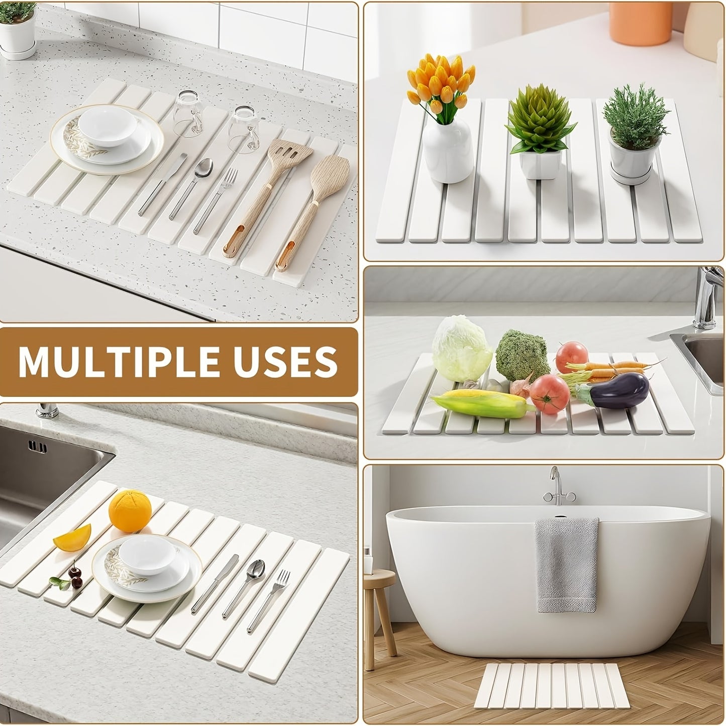 Large Stone Plate Kitchen Countertop Drying Pad, Bath Towel