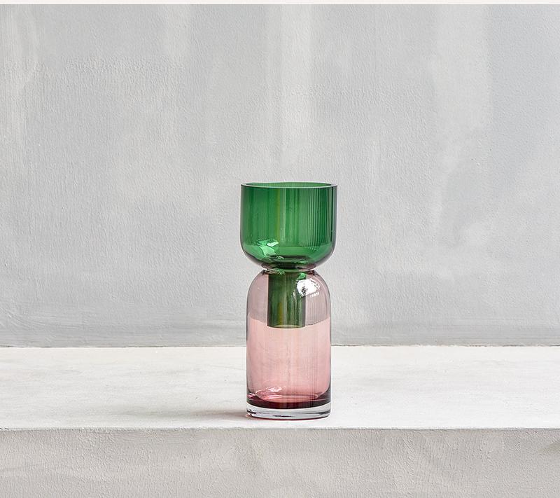 Stained Glass Flower Vase with Funnel Torus Light - Luxury Home Decor
