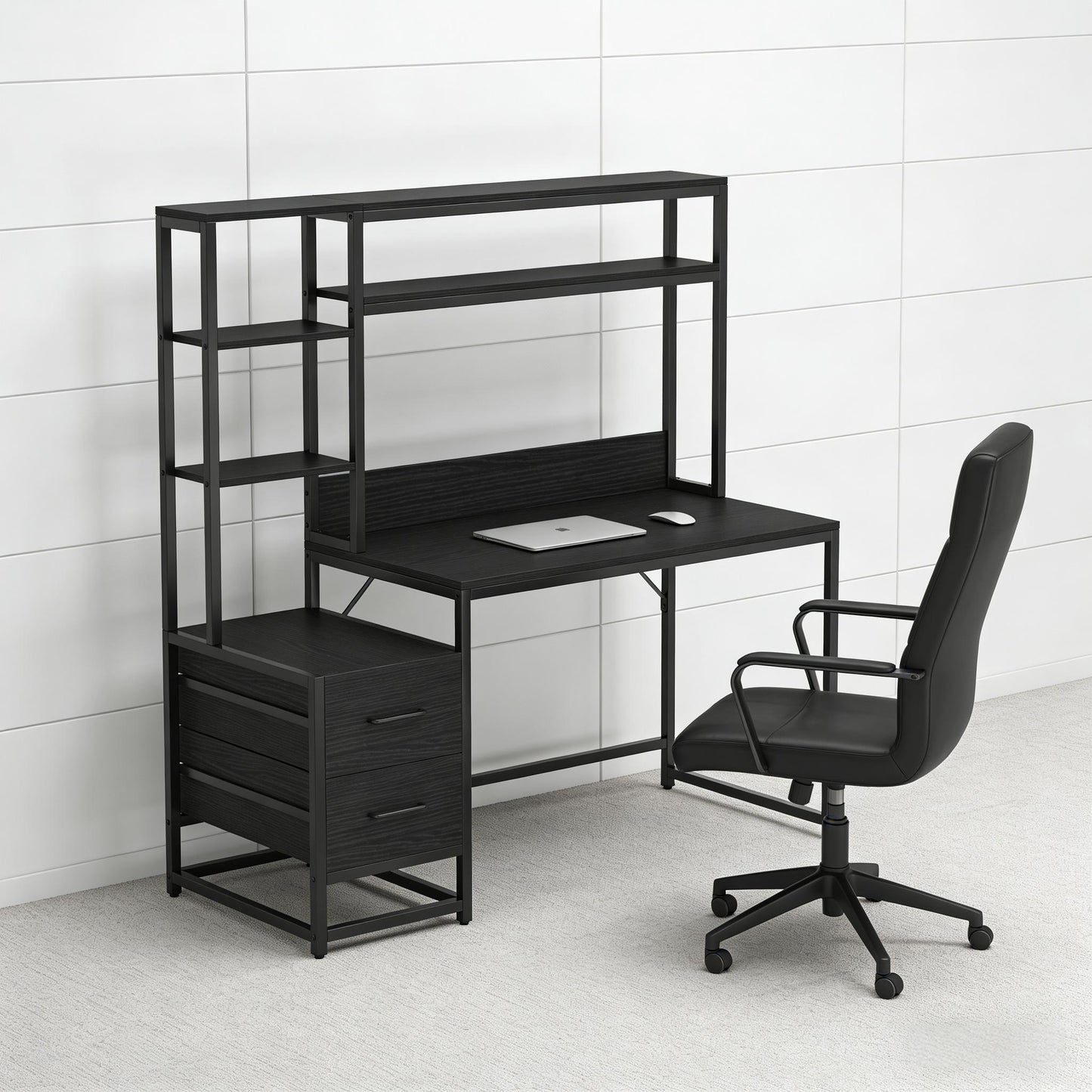 Multifunctional Computer Desk with Storage - Black