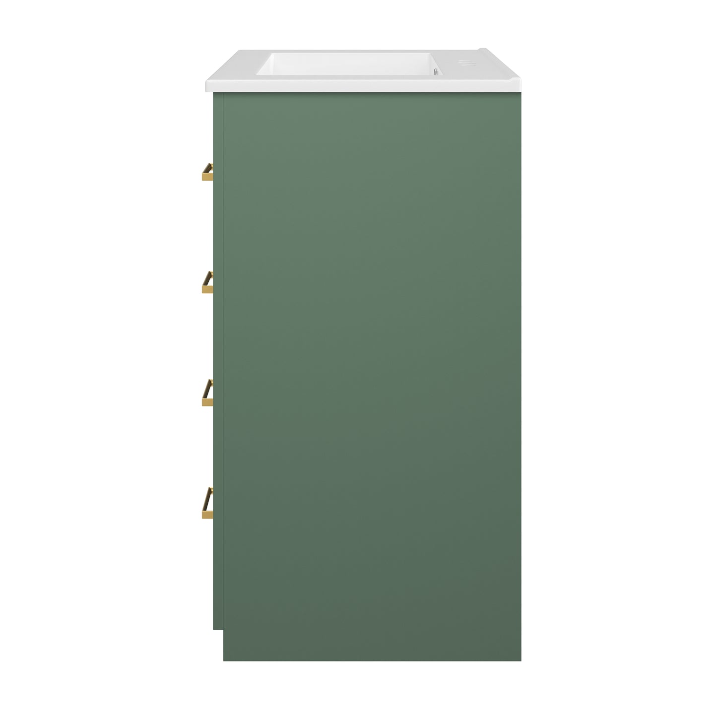24" Green Bathroom Vanity with Integrated Ceramic Sink & 3 Drawers