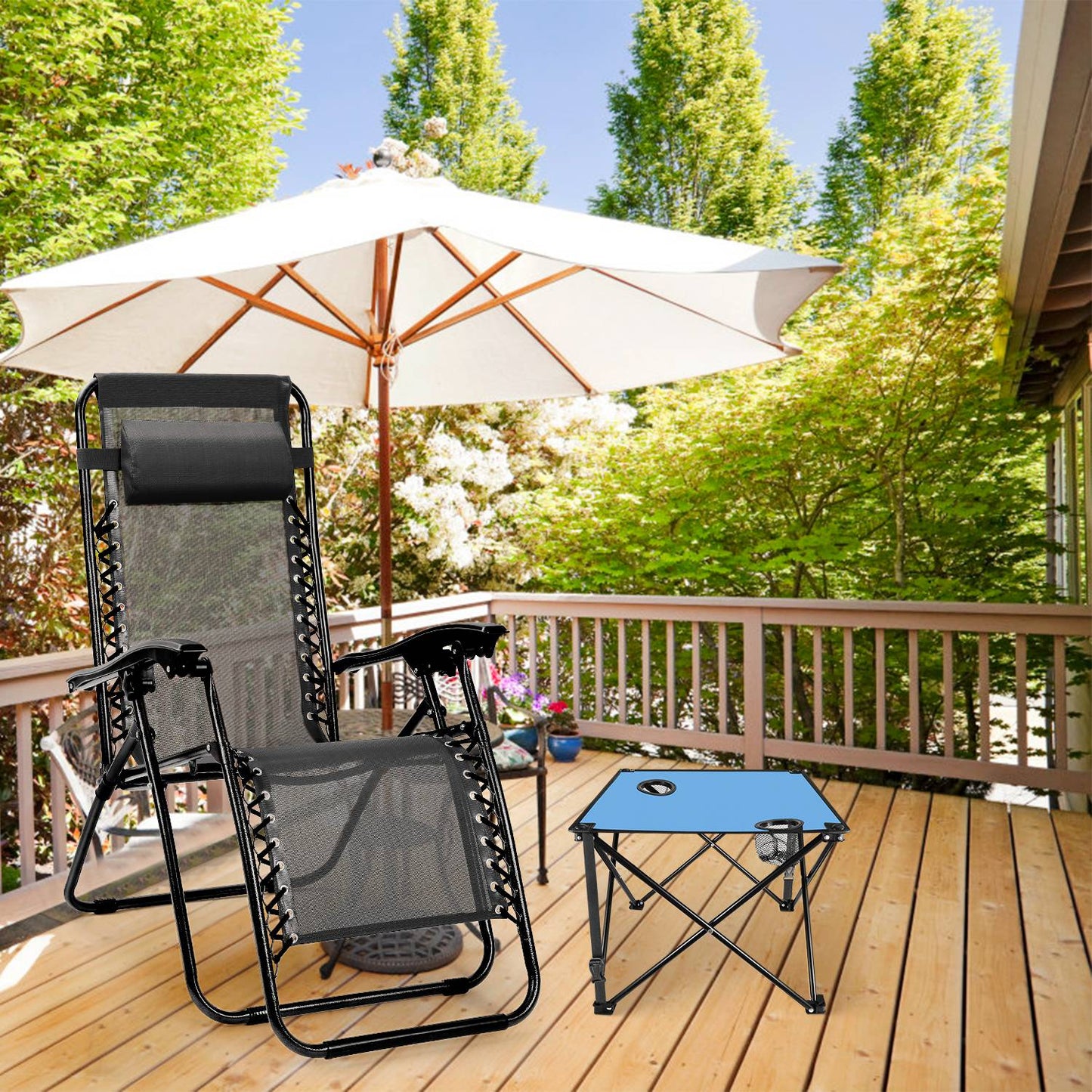 Portable Folding Camping Table with Cup Holders - Multiple Colors & Sets