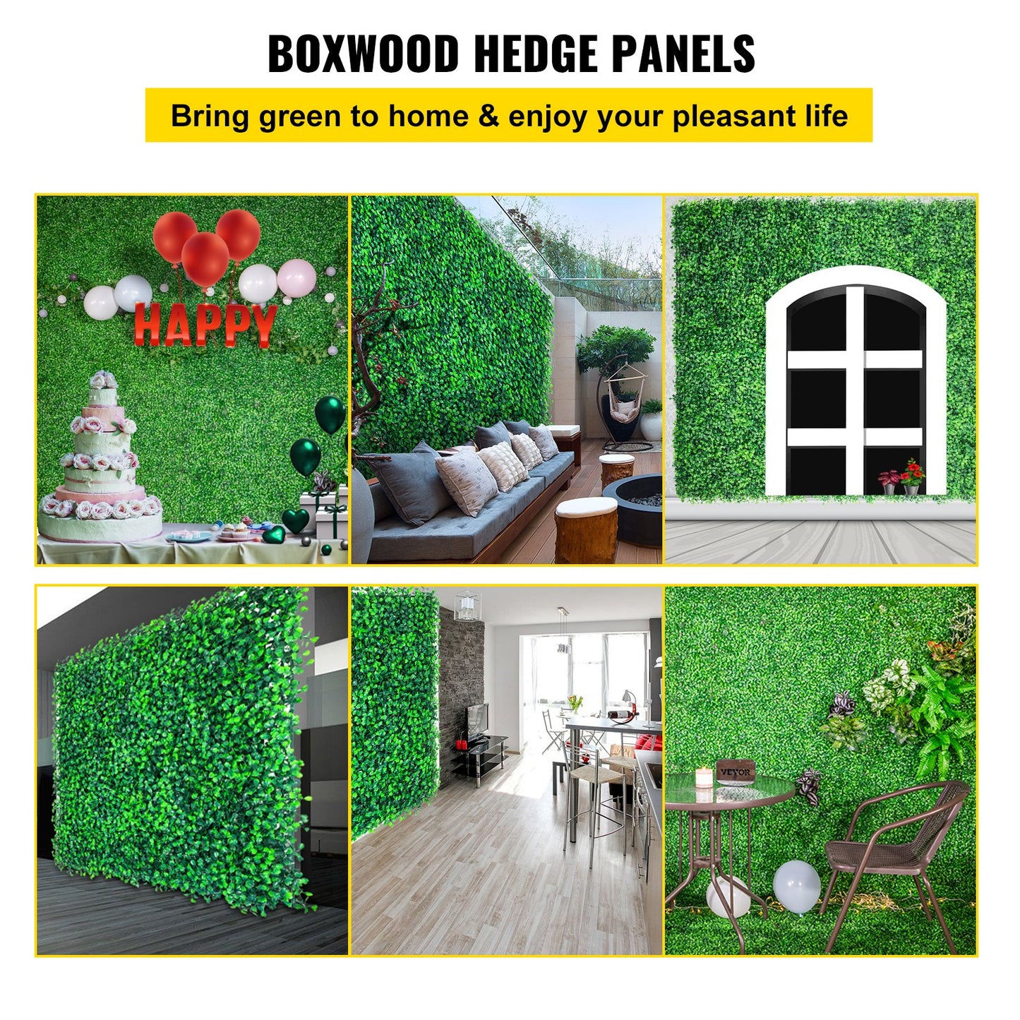 Artificial Boxwood Hedge Wall Panels 20 pcs 20x20 Inches Privacy Fence Outdoor Indoor