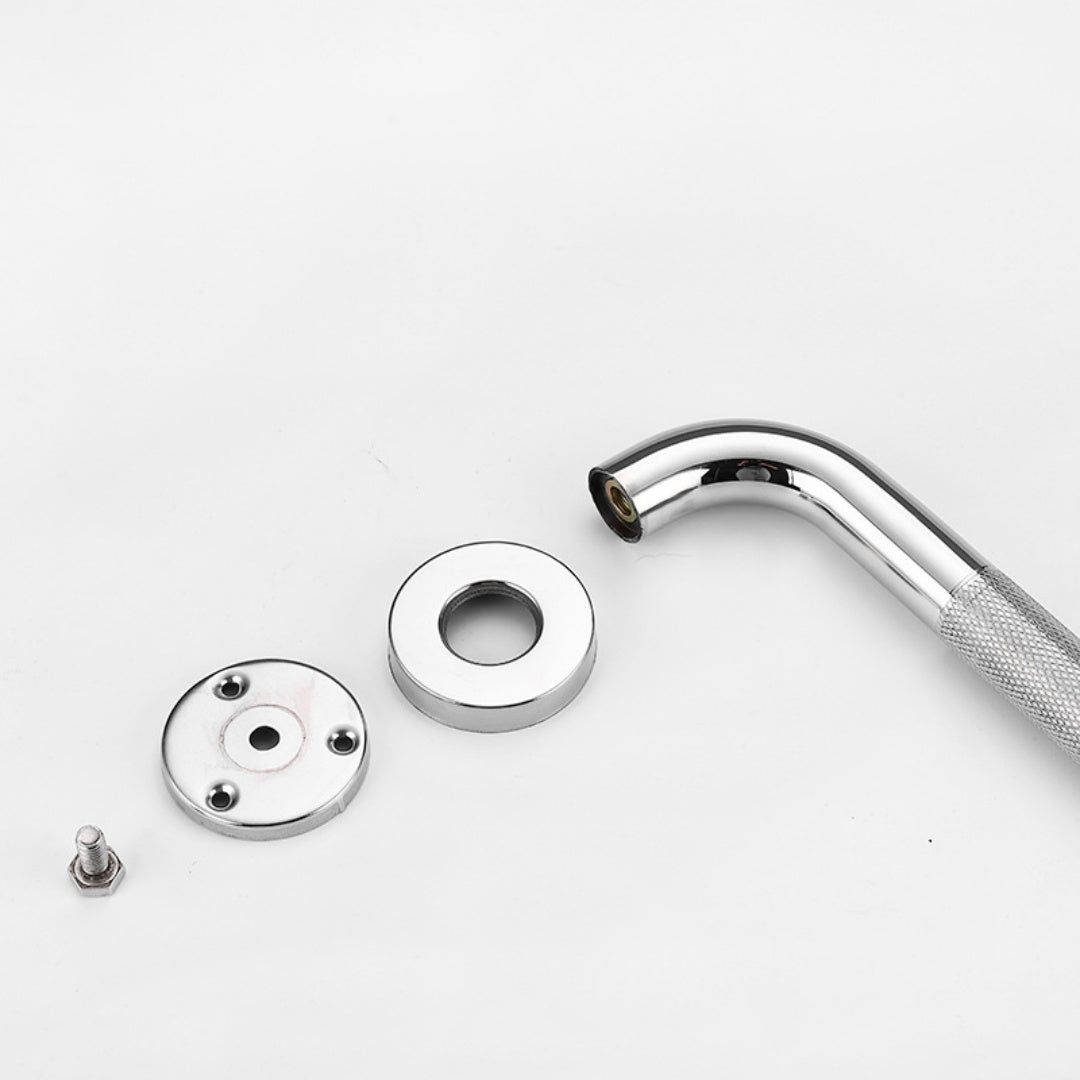 Stainless Steel Handrail with Anti Slip Rolled Flower Design - Modern Barrier-Free Support