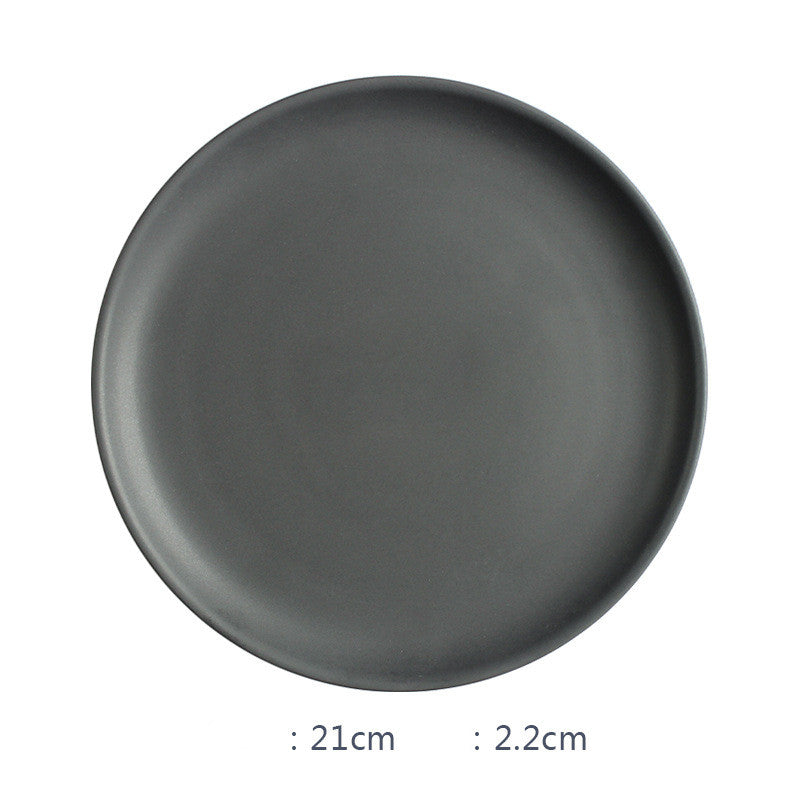 Deep Ceramic Rice & Noodle Bowl Set with Flat Plate & Shallow Platter