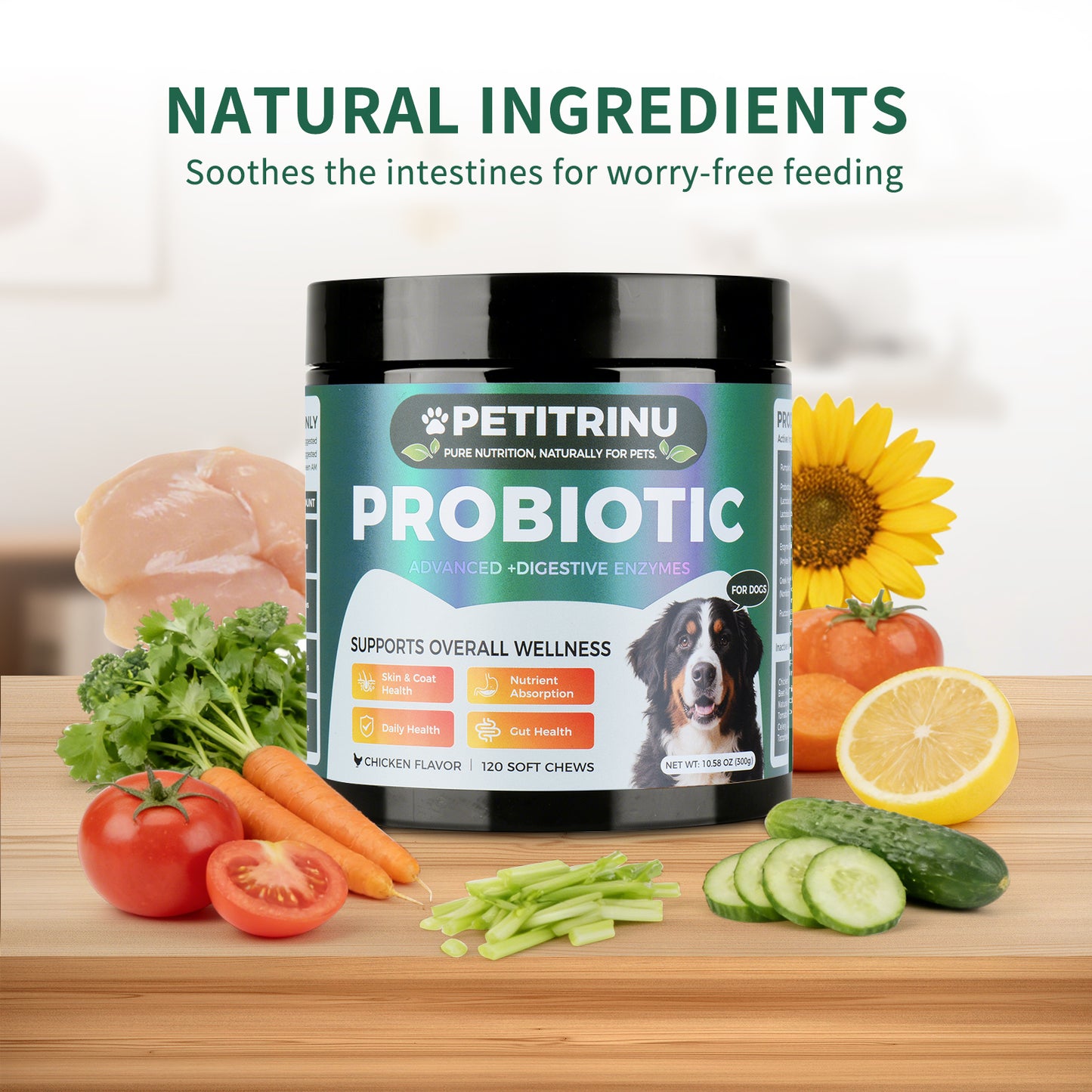 Probiotics for Dogs - Pet Digestive Supplements, 60 Capsules