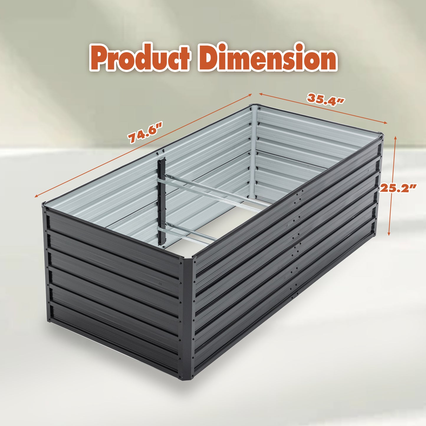 6x3x2 FT Metal Raised Garden Bed Outdoor Reinforced Galvanized