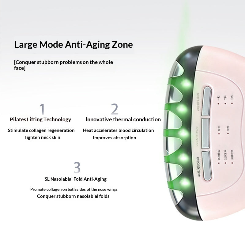 Pink LED Facial Massage Device for Skin Tightening & Wrinkle Reduction