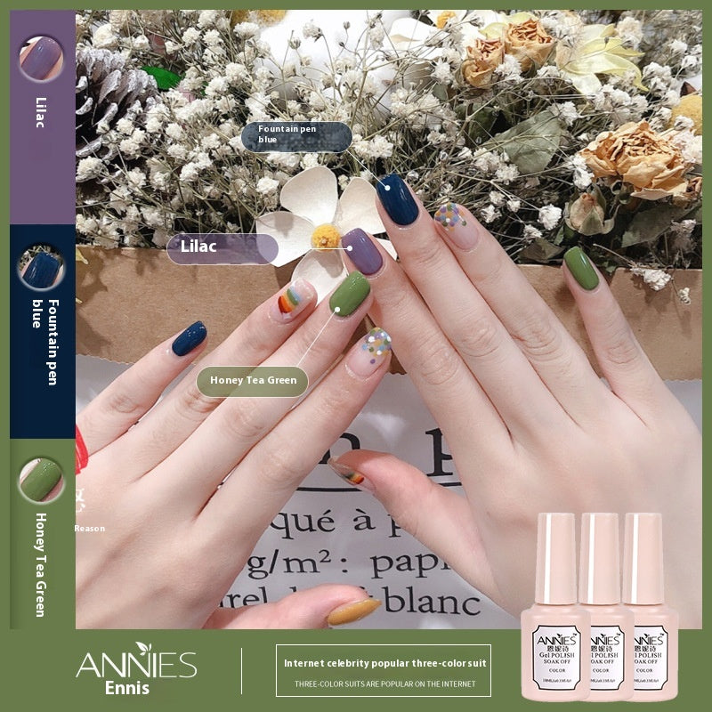 Three-Color Gel Nail Polish Set for Manicure - Nude, Purple, Orange