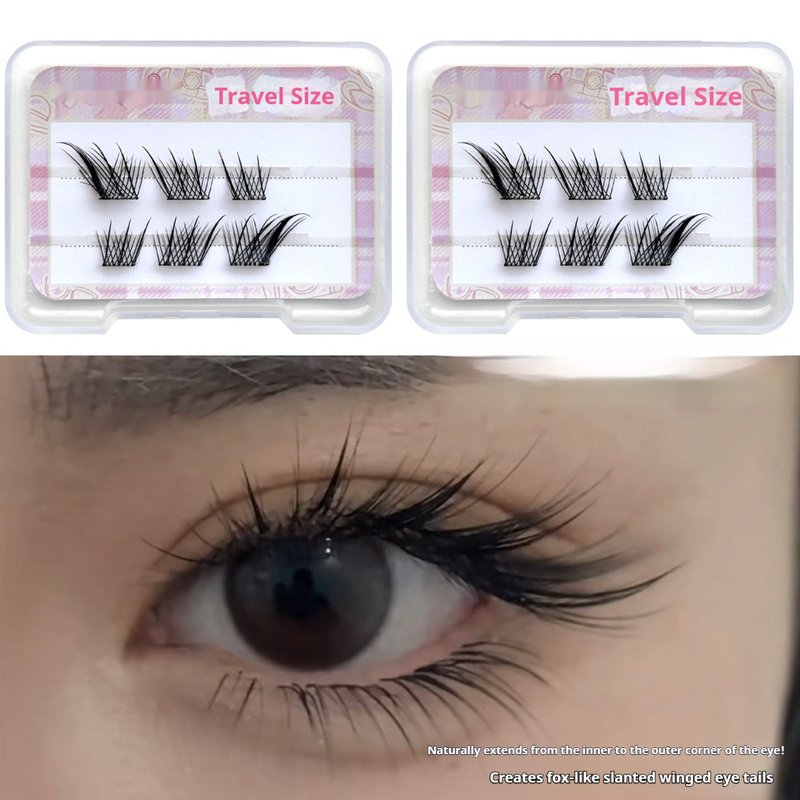 False Eyelashes Thick Curled Natural Look Free Glue Diagonally Style