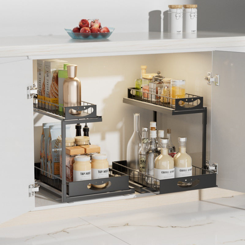 Pull-Out Spice Rack Storage Shelf for Kitchen Cabinets, Modern Minimalist Design