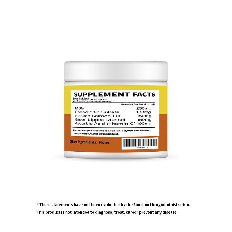 Dog Hip & Joint Supplement - 40 Servings with MSM, Chondroitin & Salmon Oil