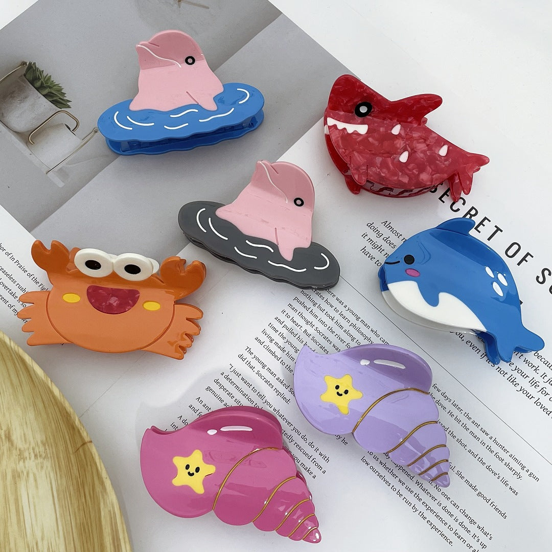 Ocean Design Hairpin - Conch, Whale & Crab Patterns