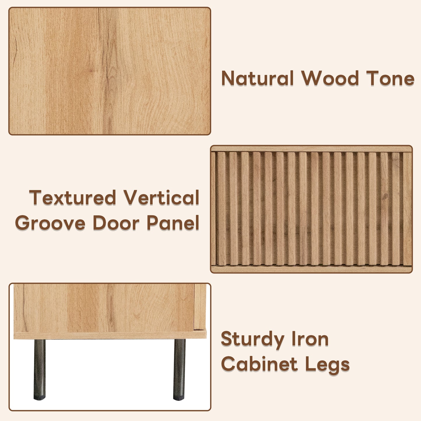 78-Inch Modern TV Stand for TVs Up to 85" - Natural Wood Finish